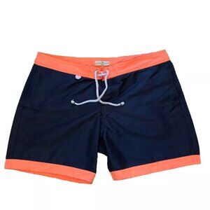 Cuisse De Grenouille Mens Swim Trunks/Shorts Navy Blue/Coral Trim